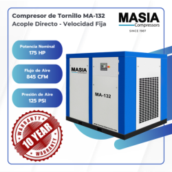 Compresor Lubricado Aceite Ma-132 13bar 594cfm 220v 132kw