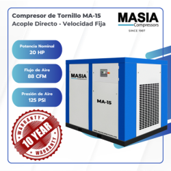 Compresor Lubricado Por Aceite Ma-15 8.5bar 88cfm 220v 15 Kw