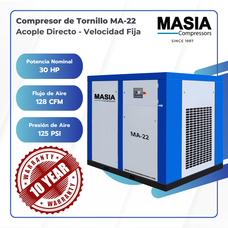 Generador De Aire Comp Ma-22 125psi 3.539l/m 220v 30hp