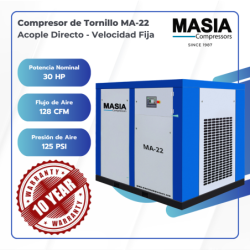 Compresor Lubricado Por Aceite Ma-22 10.5bar 84cfm 220v 22kw