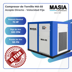 Compresor Lubricado Aceite Ma-55 189psi 6.286l/min 220v 75hp