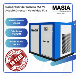 Compresor Lubricado Por Aceite Ma-75 8.5bar 411cfm 220v 75kw