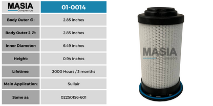 01-0014 Filtro de Aceite Masia Compressors