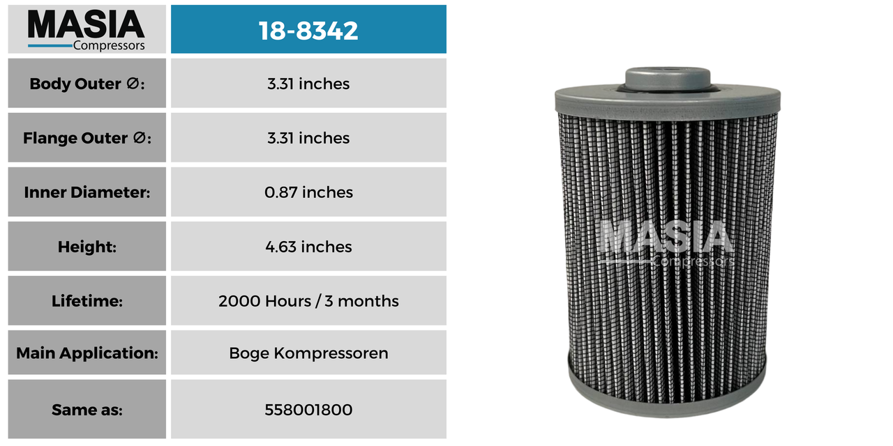 Filtro De Aceite Boge Kompressoren 558001800