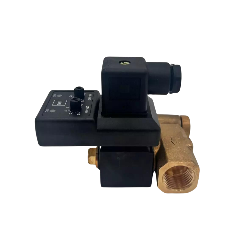 Válvula de drenaje solenoide automática temporizada - G1/2 / 220 V - Cableado directo - Fabricada en EE. UU.