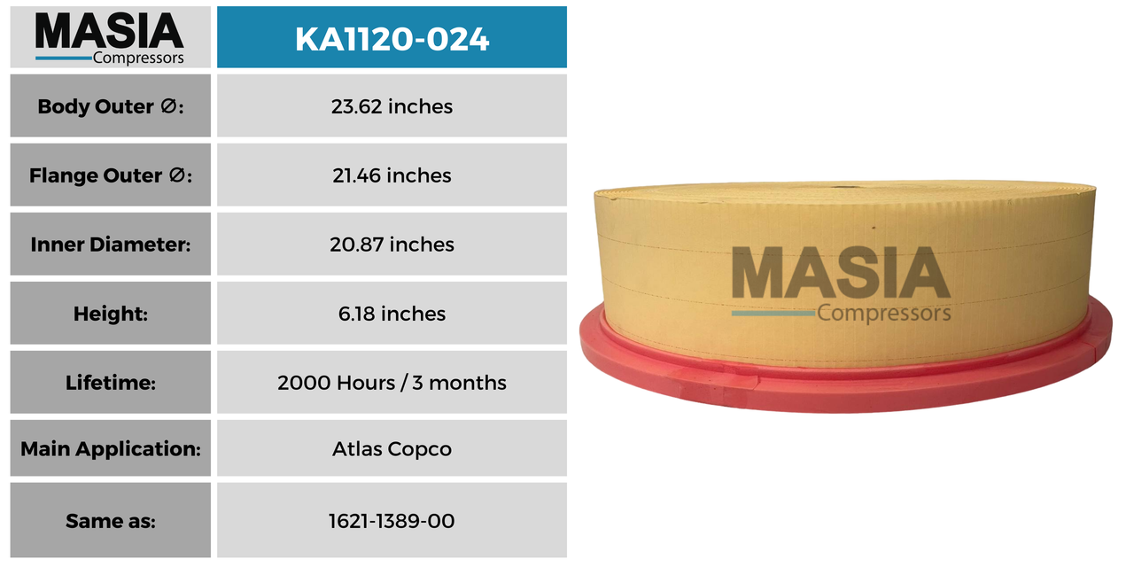 Filtro De Aire Atlas Copco 1621-1389-99