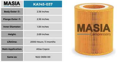 Filtro De Aire Atlas Copco 1622-0658-00