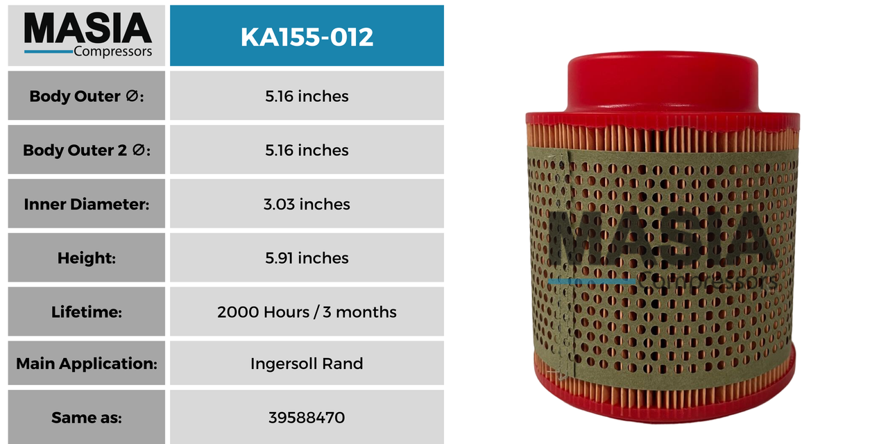 MA155-012 Filtro de Aire Masia Compressors