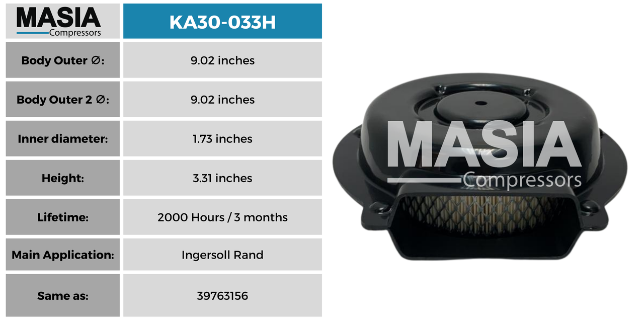 MA30-033H Filtro de Aire Masia Compressors
