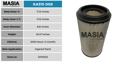 Filtro De Aire Ingersoll Rand 22130223