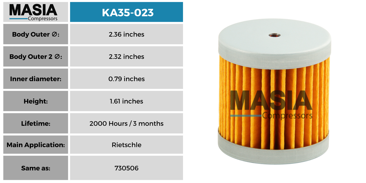 Filtro De Aire Masia Compressors MA35-023