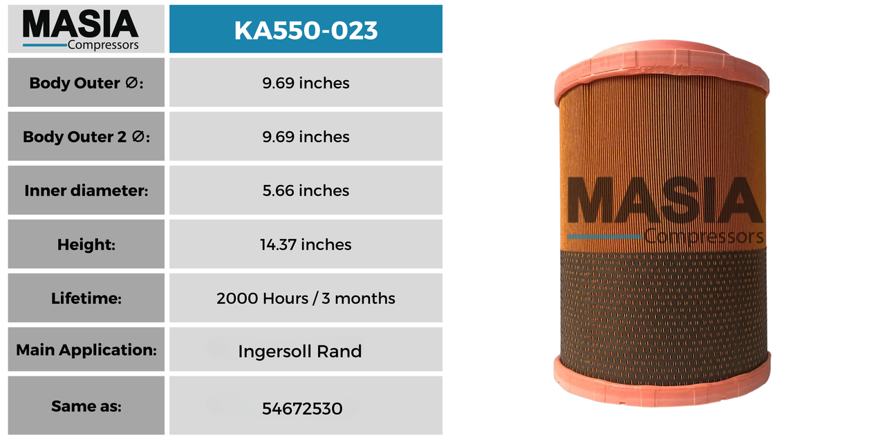 Filtro De Aire Atlas Copco 1613-9501-00