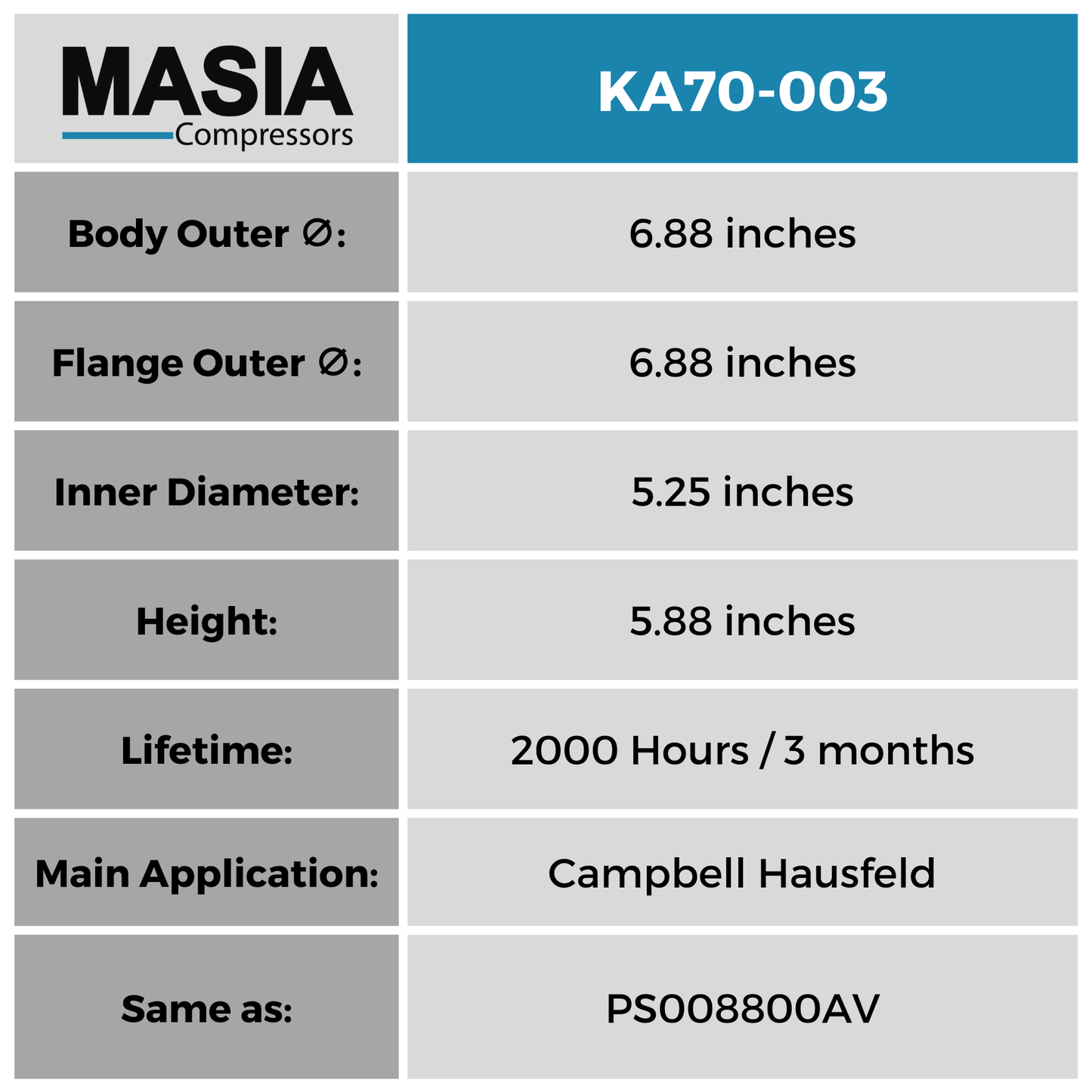 KA70-003 Filtro de Aire Keltec Technolab