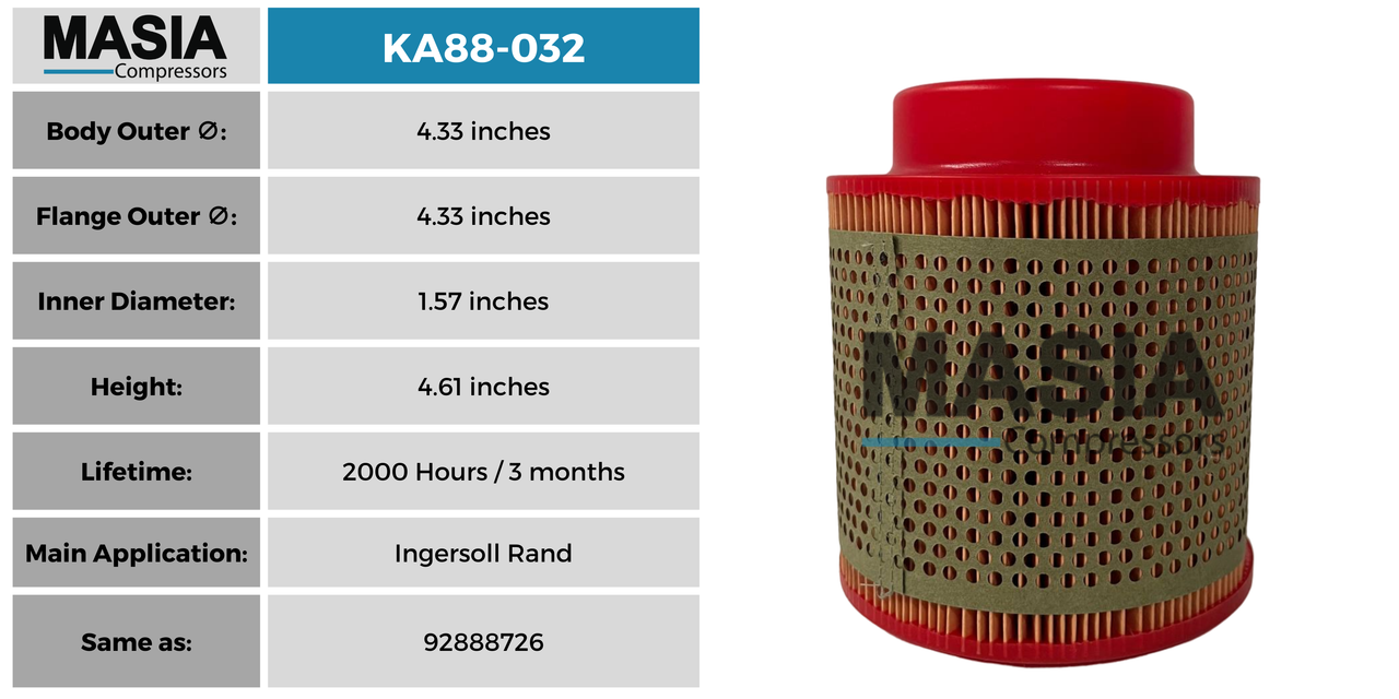 MA88-032 Filtro de Aire Masia Compressors
