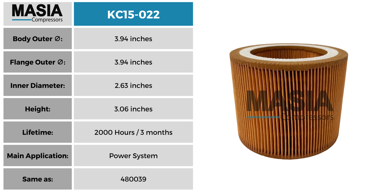 5690033661 Filtro de Aire Compatible con Boge Kompressoren