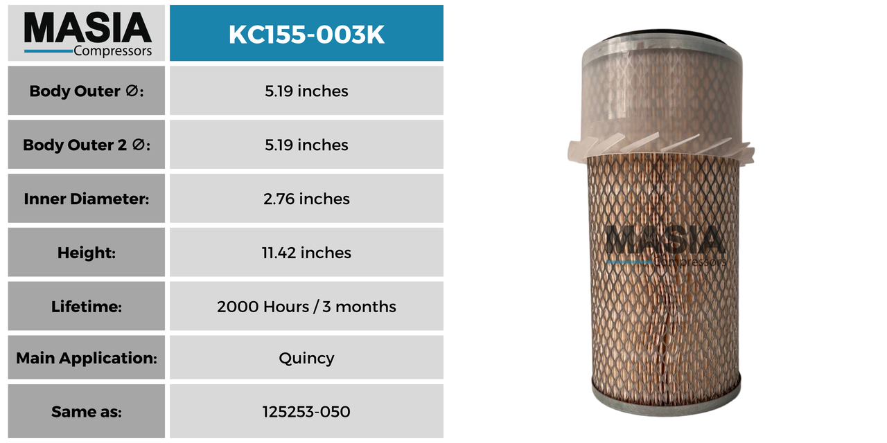 CLE-378 Filtro de Aire Compatible con Worthington