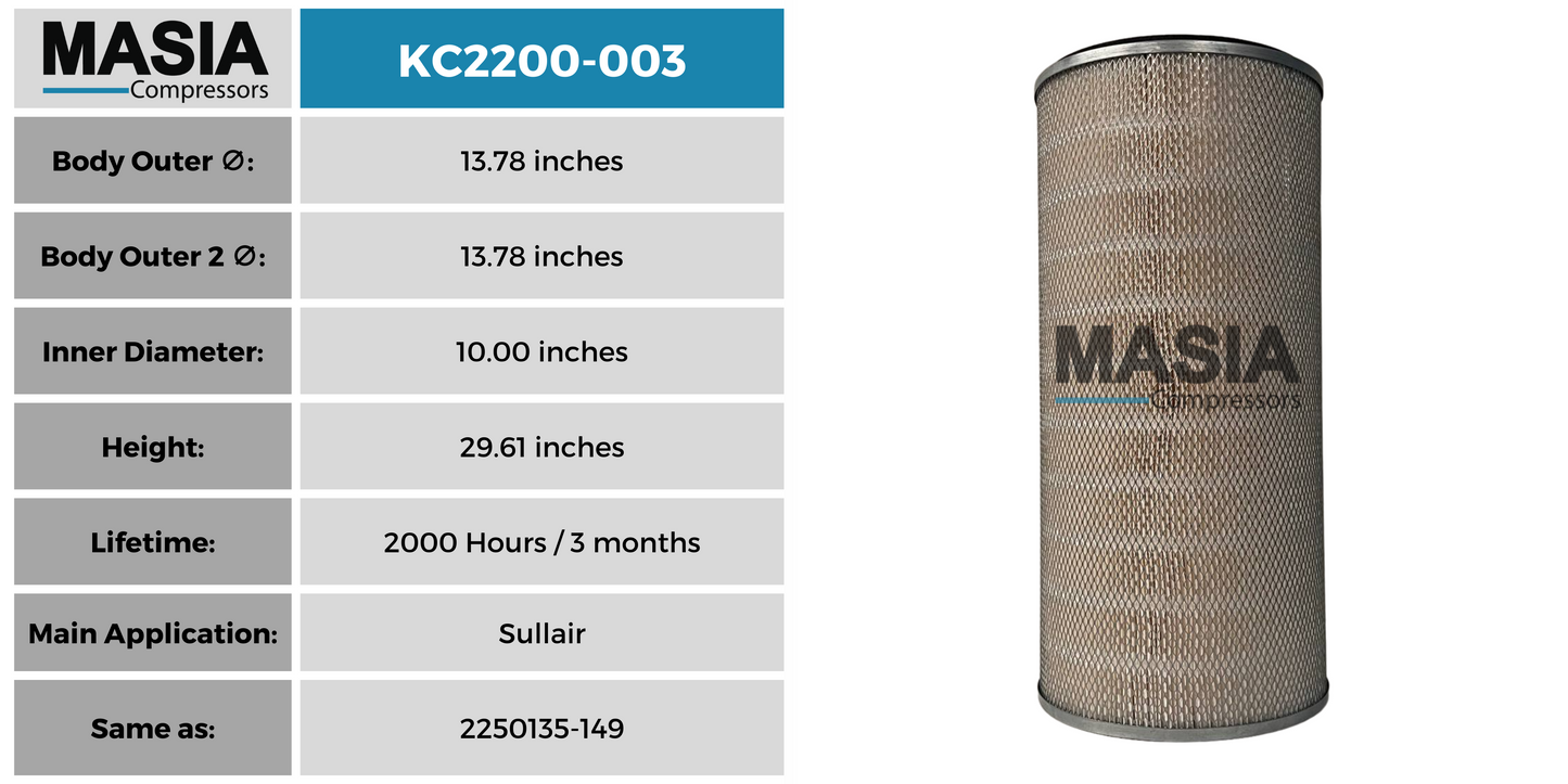 MC2200-003 Filtro de Aire Masia Compressors