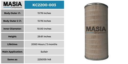 KC2200-003 Filtro de Aire Keltec Technolab