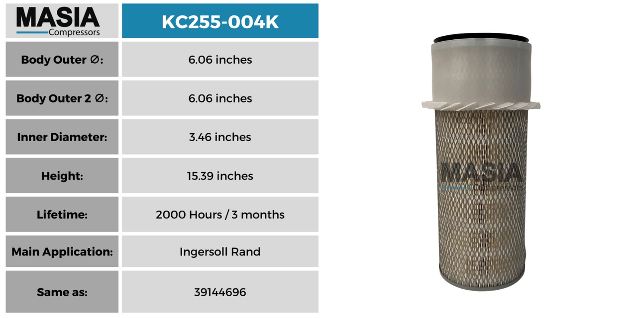 01900522 0008 Filtro de Aire Compatible con Sullivan Palatek