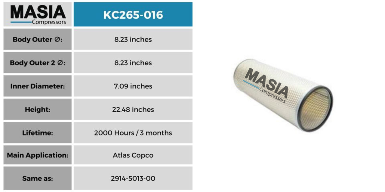 Filtro De Aire Atlas Copco 2914-5013-00