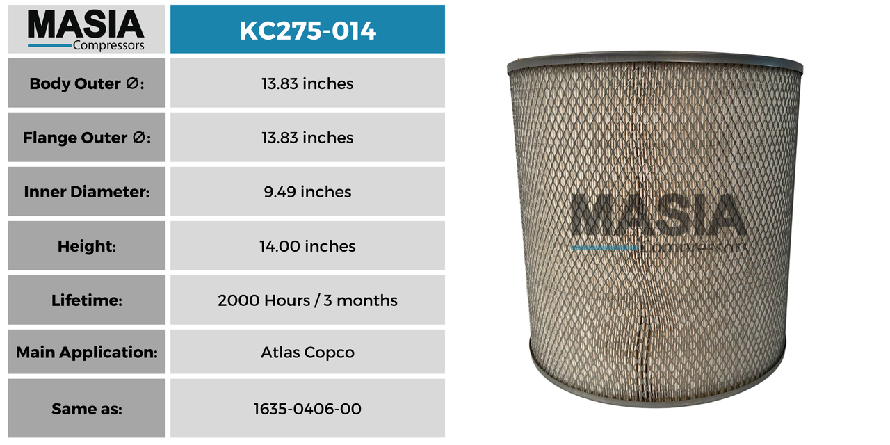 Filtro De Aire Atlas Copco 1635-0406-00