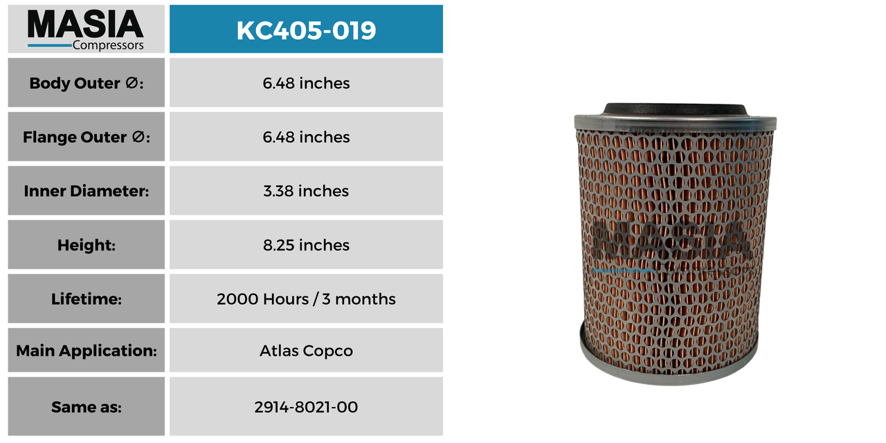 6.0221.0 Filtro de Aire Compatible con Kaeser