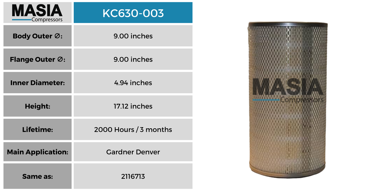 KC630-003 Filtro de Aire Keltec Technolab