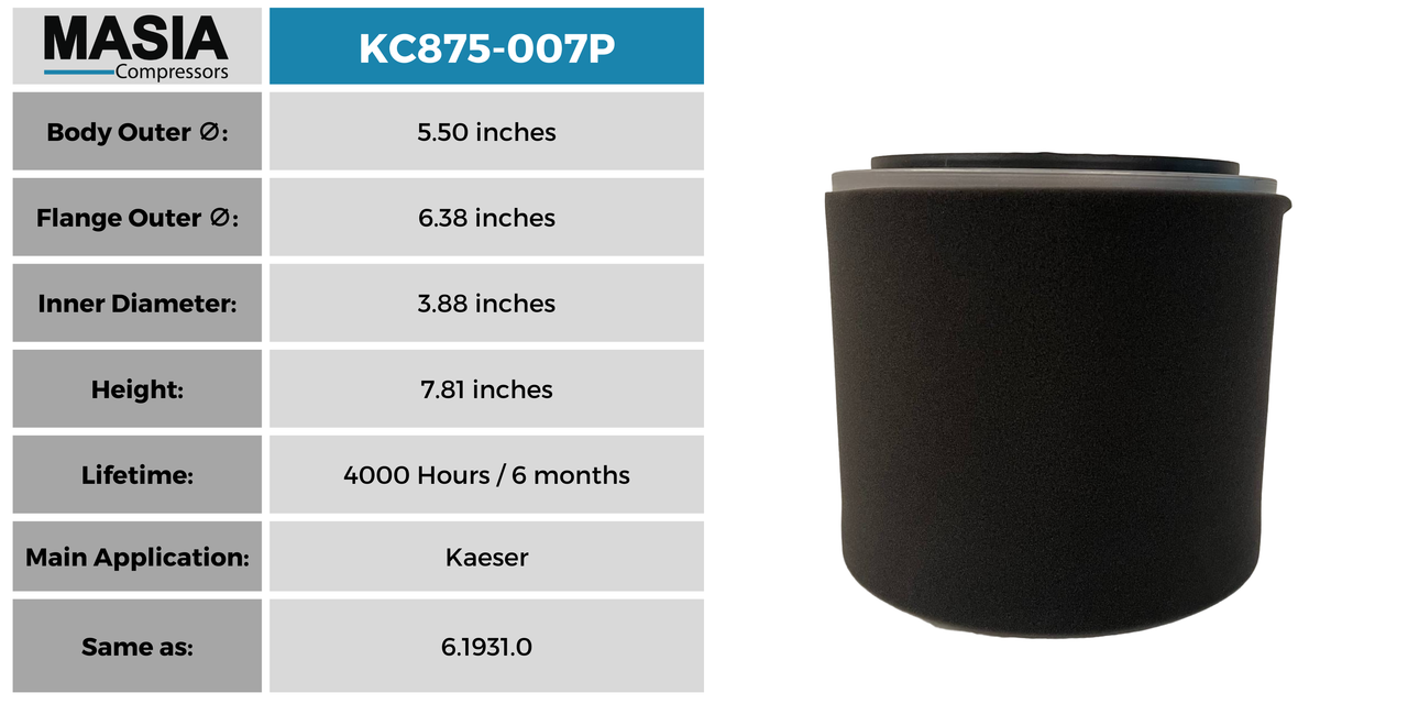 KC875-007P Filtro de Aire Keltec Technolab