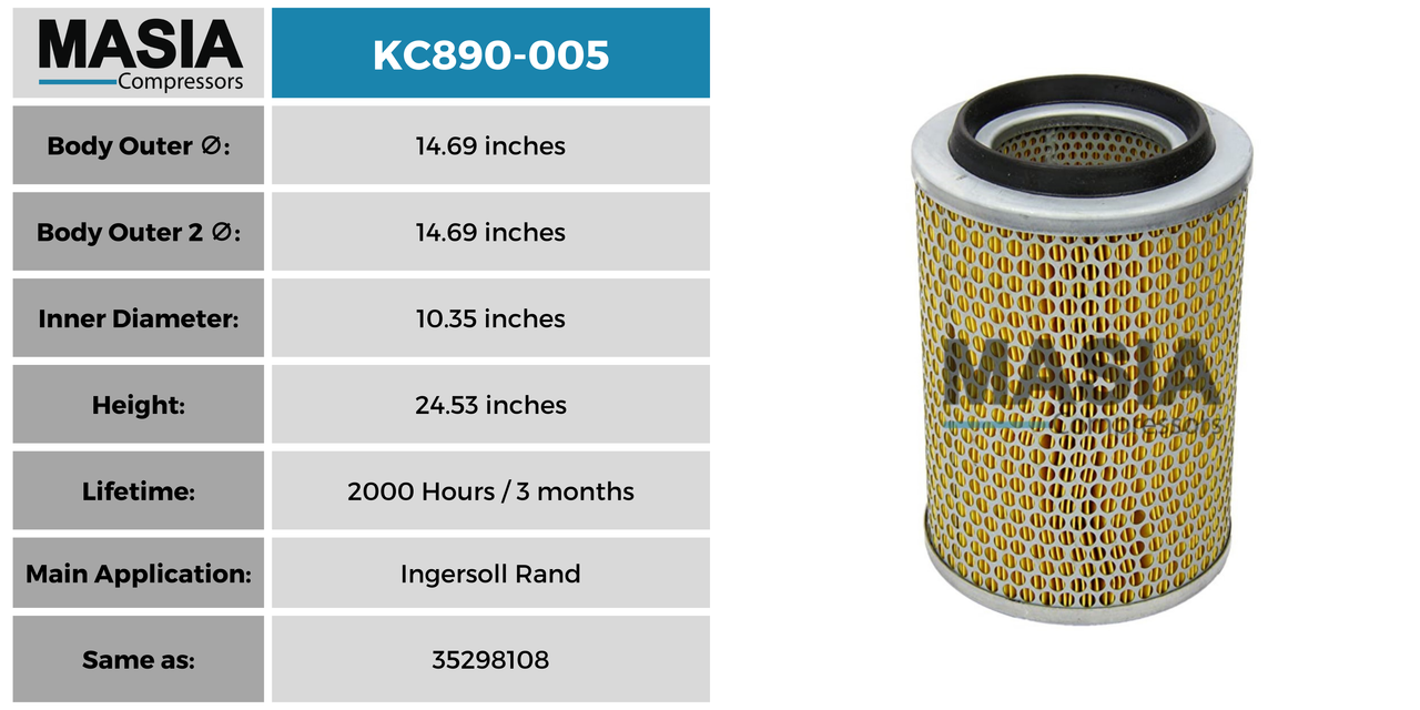 Filtro De Aire Ingersoll Rand 90305111