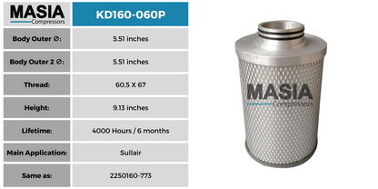 02250160-775 Filtro Separador Compatible con Sullair