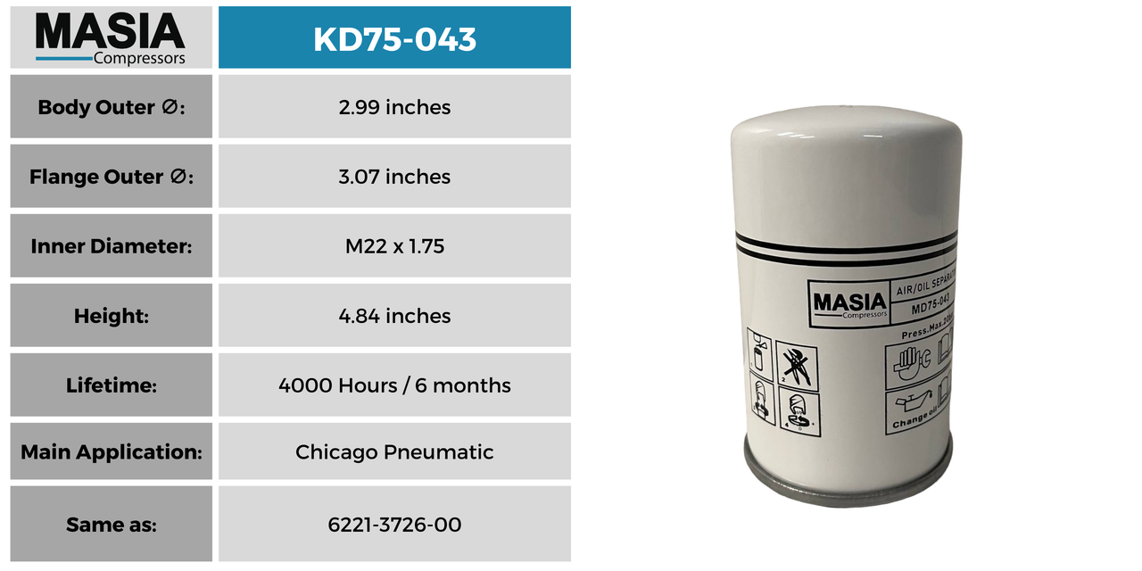 6221372600 Filtro Separador Compatible con Ceccato/Mark