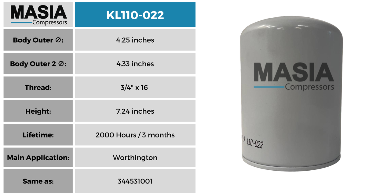 Filtro De Aceite Keltec Technolab KL110-022