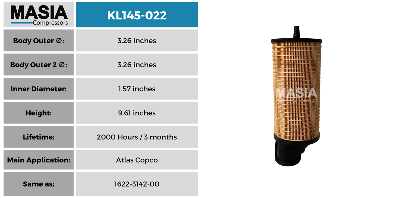 Filtro De Aceite Atlas Copco 1622-3142-00