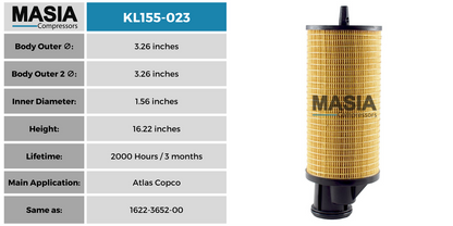 Filtro De Aceite Masia Compressors ML155-023