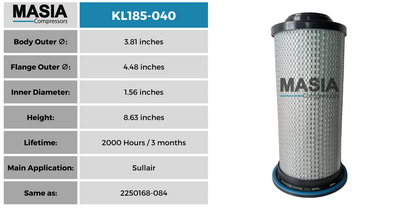 ML185-040 Filtro de Aceite Masia Compressors
