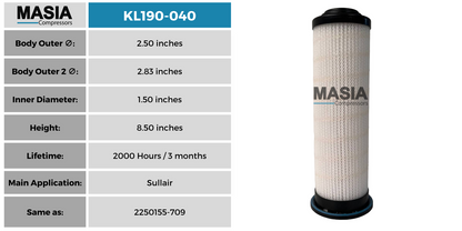 02250155-709 Filtro de Aceite Compatible con Sullair