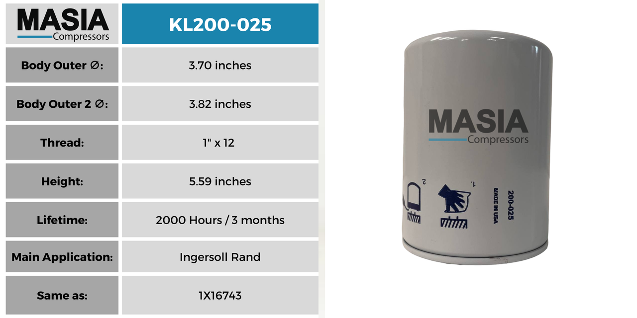 Filtro De Aceite Keltec Technolab KL200-025