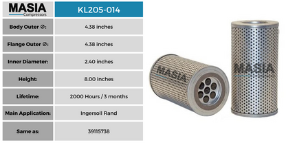 Filtro De Aceite Ingersoll Rand 39115738