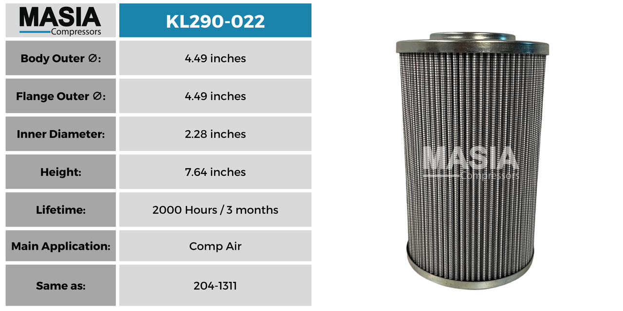 204-1211 Filtro de Aceite Compatible con Compair