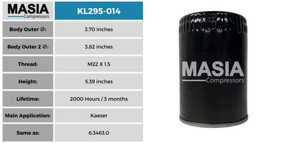 ML295-014 Filtro de Aceite Masia Compressors