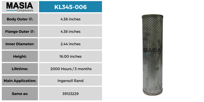 39123299 Filtro de Aceite Compatible con Ingersoll Rand