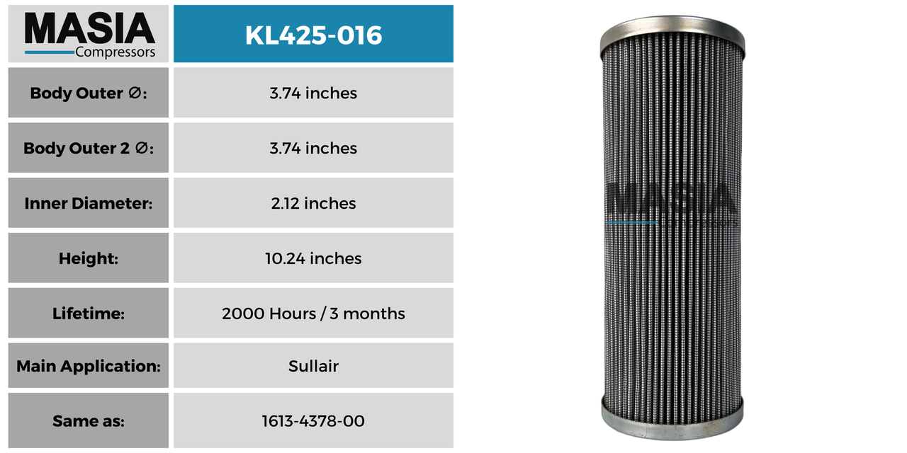2250139-995 Filtro de Aceite Compatible con Sullair