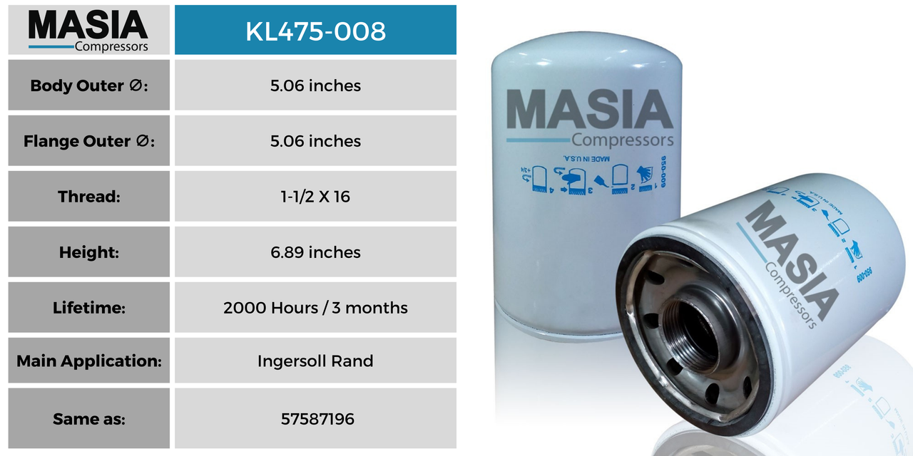 Filtro De Aceite Masia Compressors ML475-008