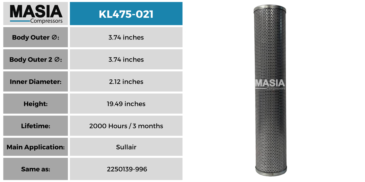 KL475-021 Filtro de Aceite Keltec Technolab