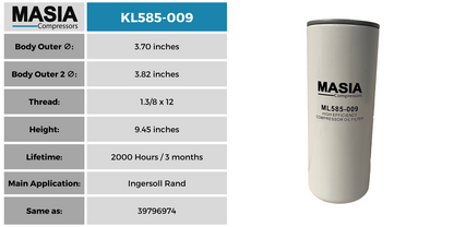 39796974 Filtro de Aceite Compatible con Ingersoll Rand