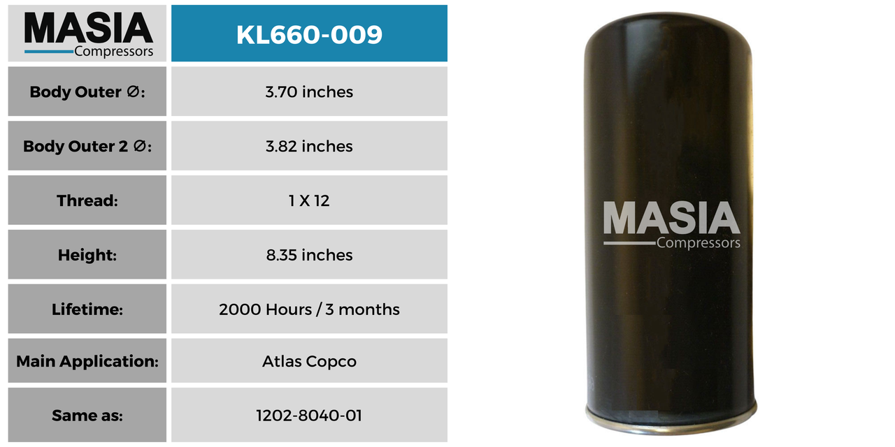 Filtro De Aceite Us Air Compressor 1311123100