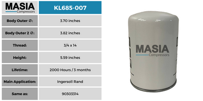 KL685-007 Filtro de Aceite Keltec Technolab