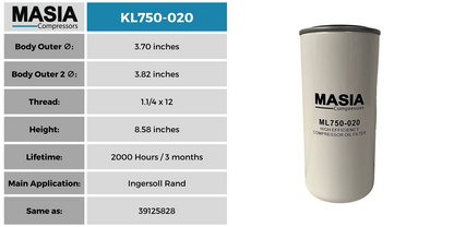 ML750-020 Filtro de Aceite Masia Compressors
