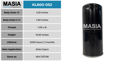 KL800-052 Filtro de Aceite Keltec Technolab