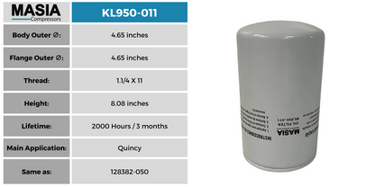 142136 Filtro de Aceite Compatible con Quincy